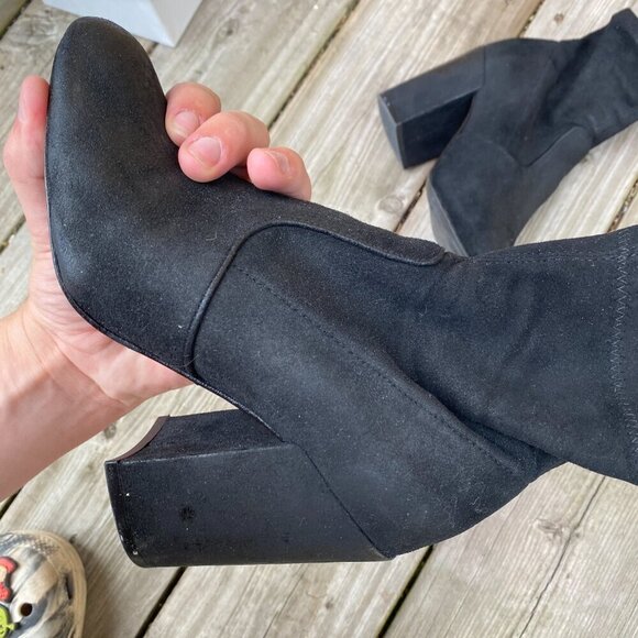 Vintage Steve Madden TATEE Black Block Heel Ankle Booties Size 6.5 - Picture 11 of 14